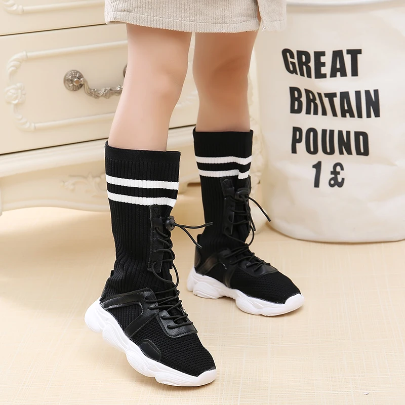 Новинка 2020 детские вязаные ботинки Koovan высокие для девочек Длинные весенне