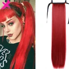 Xnработы синтетический шнурок искусственный парик Красный светлый Черный Длинные прямые волосы заколки для волос с конским хвостом для женщин