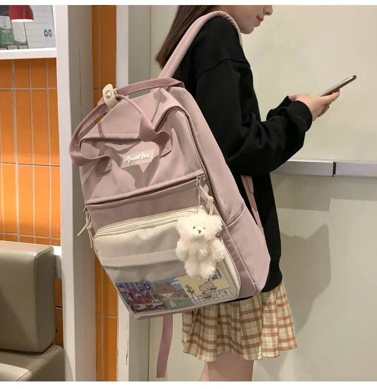 

Забавный индивидуальный милый мягкий прозрачный школьный ранец в японском стиле колледжа для девочек Корейский Классический студенческий...
