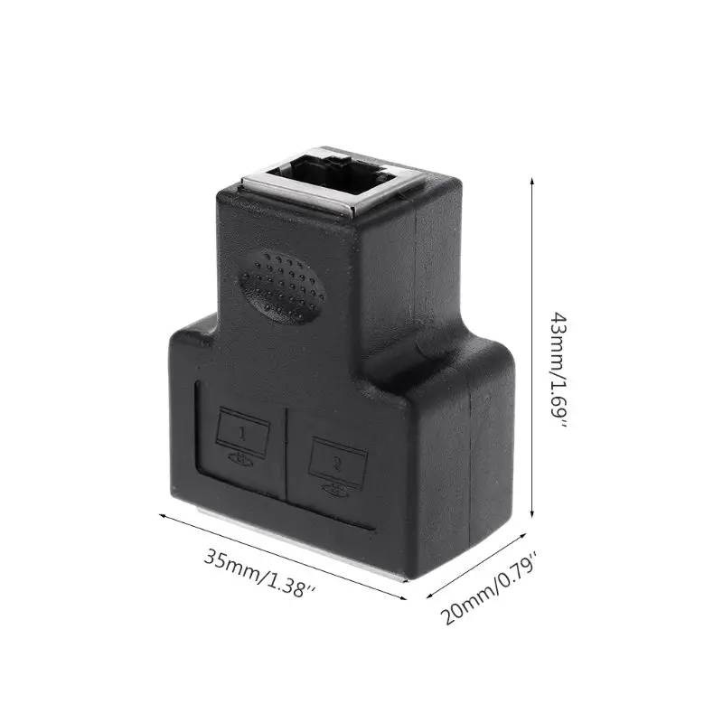 

2Pcs RJ45 1 To 2 Female Coupler Adapter CAT5/CAT 6 LAN Ethernet Network Splitter