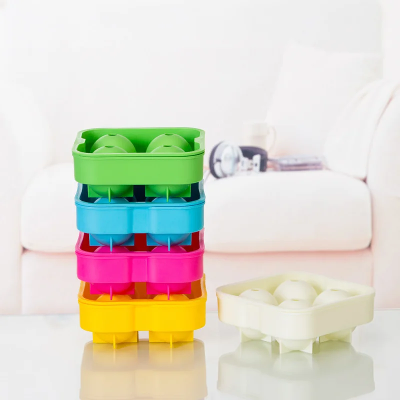 

Multifunctional 4-Cavity Silicone Ball Ice Cube Maker Cocktail Whiskey Form For Ice Cubes Tray Ice Cream Mold Kitchen Tool