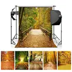 Виниловый тканевый фон для фотосъемки с изображением осеннего леса, деревянного моста, с компьютерной печатью для фотостудии