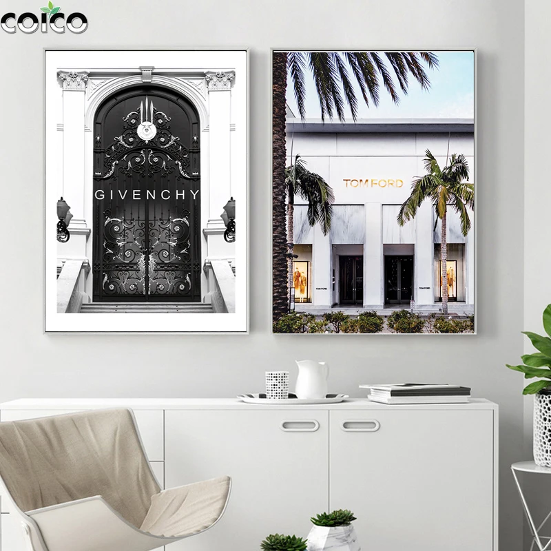 

Arched Door Fashion Print Aesthetic Posters Wall Art Home Decor Canvas Painting Modern Light luxury Feather Letters Picture