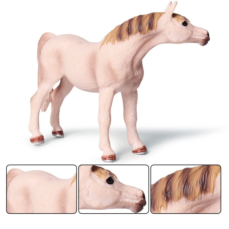 

2 Pcs Simulation Wild Animal Horse Model Children Boy Toy, Brown & Beige-White