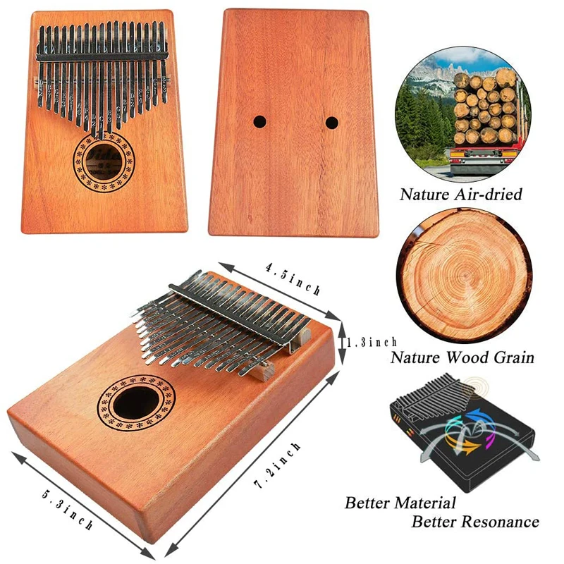 Высококачественное красное дерево 17 клавиш Kalimba большой пианино с молотком для