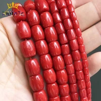 natural stone beads drum shape red coral loose spacer beads for jewelry making diy bracelet earrings accessories 15 strands