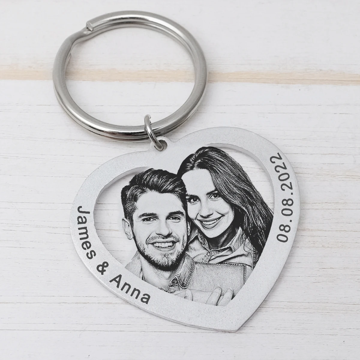 

Personalized Photo Keychain Custom Name Keychain Wedding Party Favors Couples Keychain Picture Keyring Memorial Gift For Her Him