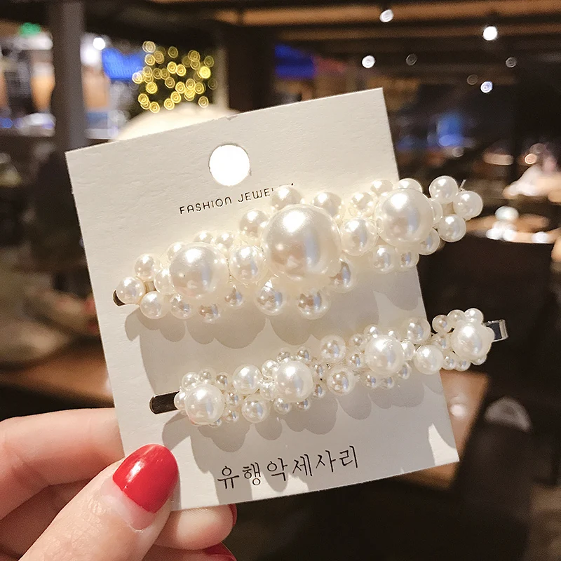 Woman Hairpins Sweet Girl Pearls Hair Holder Bobby Clip Jewelry New Crystal Barrttes Headwear Female Accessories |