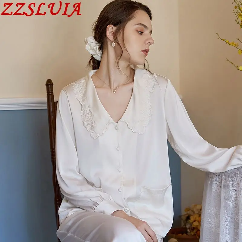 Дизайнерские пижамные комплекты из 2 предметов с вышивкой в стиле ретро