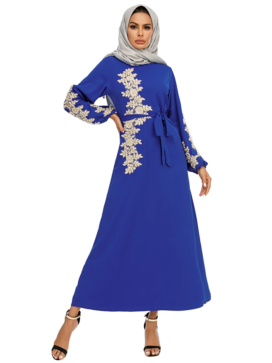 Платье женское длинное с вышивкой, мусульманский модный сарафан с вышивкой, марокканский кафтан джеллаба Юба, одежда для вечерние