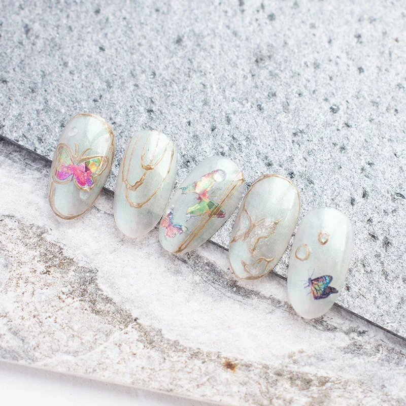

Butterfly stickers 3D Holographic Nails Stickers Nail Art Laser Decal Butterfly Designs Manicure Decoration Tool waterproof cute