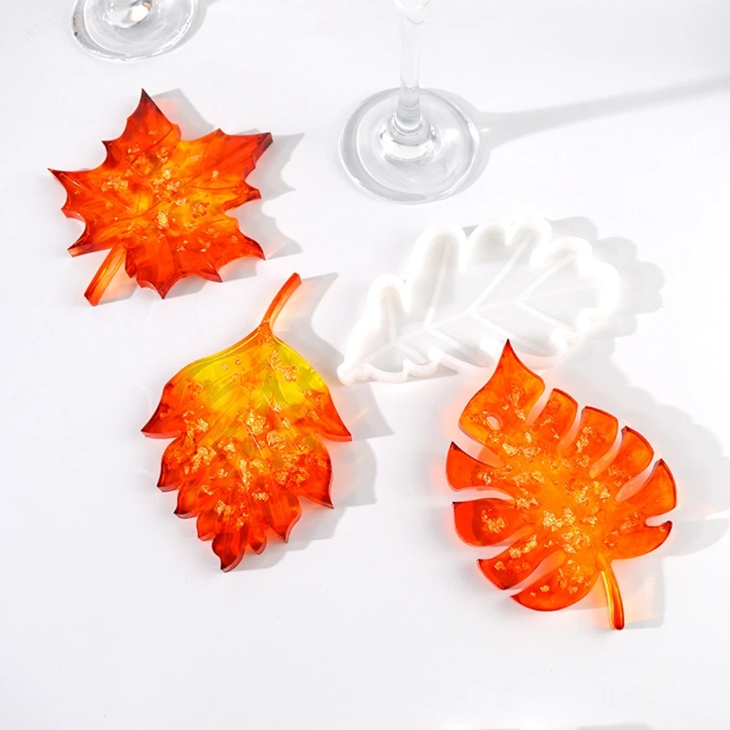 

Leaves Coaster Silicone Resin Mold Tropical Maple Leaf Resin Casting Mold for Casting with Resin Concrete DIY Art Crafts