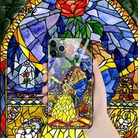 disney beauty and the beast glass cartoon phone case for iphone13 13pro 13promax 12 12pro max 11 pro x xs max xr 7 8p phone case
