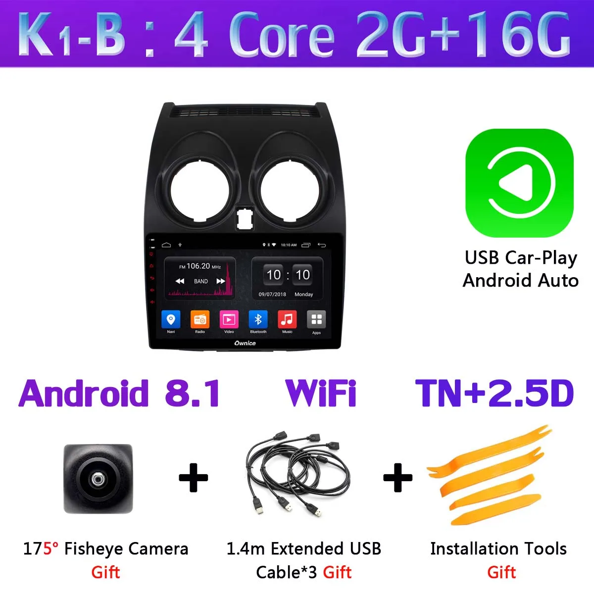 K1-B-CarPlay " 360 ° панорамный автомобильный dvd-плеер на основе Android gps навигация радио для Nissan Qashqai 1 2006-2013 J10 мультимедиа CarPlay DSP 4G LTE - Цвет: K1-B-CarPlay