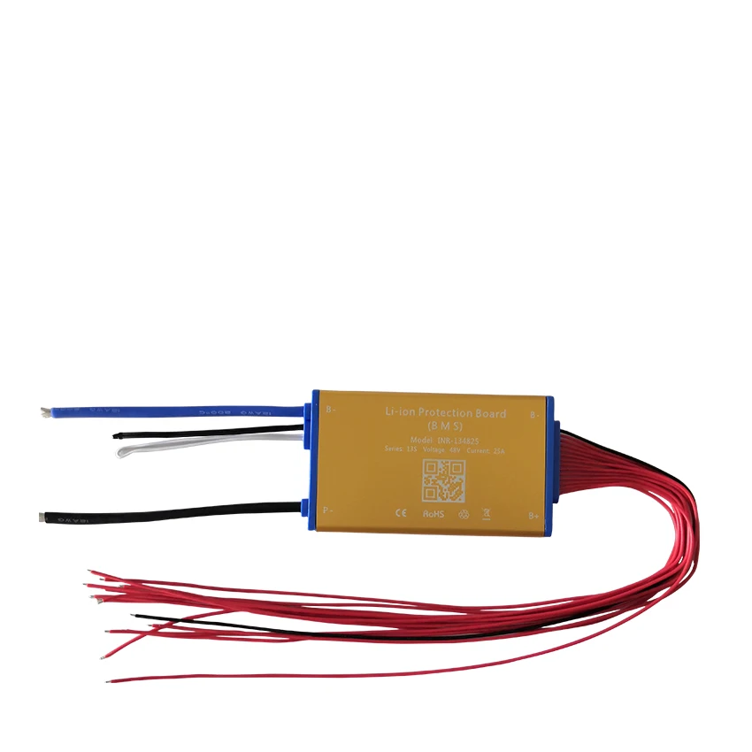 Super thin 48V 13S 15A 25A 35A Lithium battery BMS PCM PCB with heat sensor and on off switch for Hailong battery ebike battery