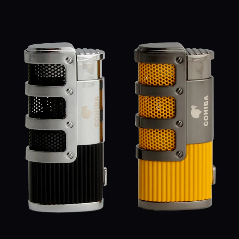 COHIBA прикуривателя Бутан 3 фонарь Jet Flame зажигалка аксессуары ветрозащитная
