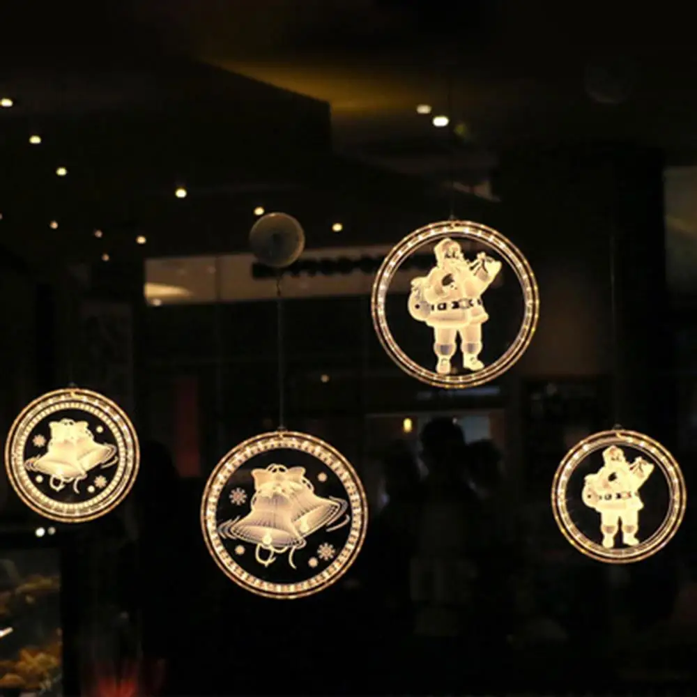 

LED String Lights Round Shape Elk 3D Effect Christmas Tree Bar Decorative Christmas Lights Hanging Light Suction Cup