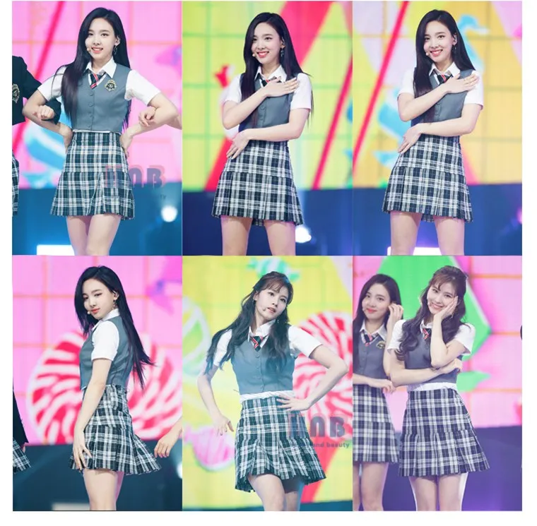 Kpop TWICE колледж Ветер топы и юбка комплект из двух предметов женский Выпускной студена фото черлидер студентов сценическое шоу костюмы