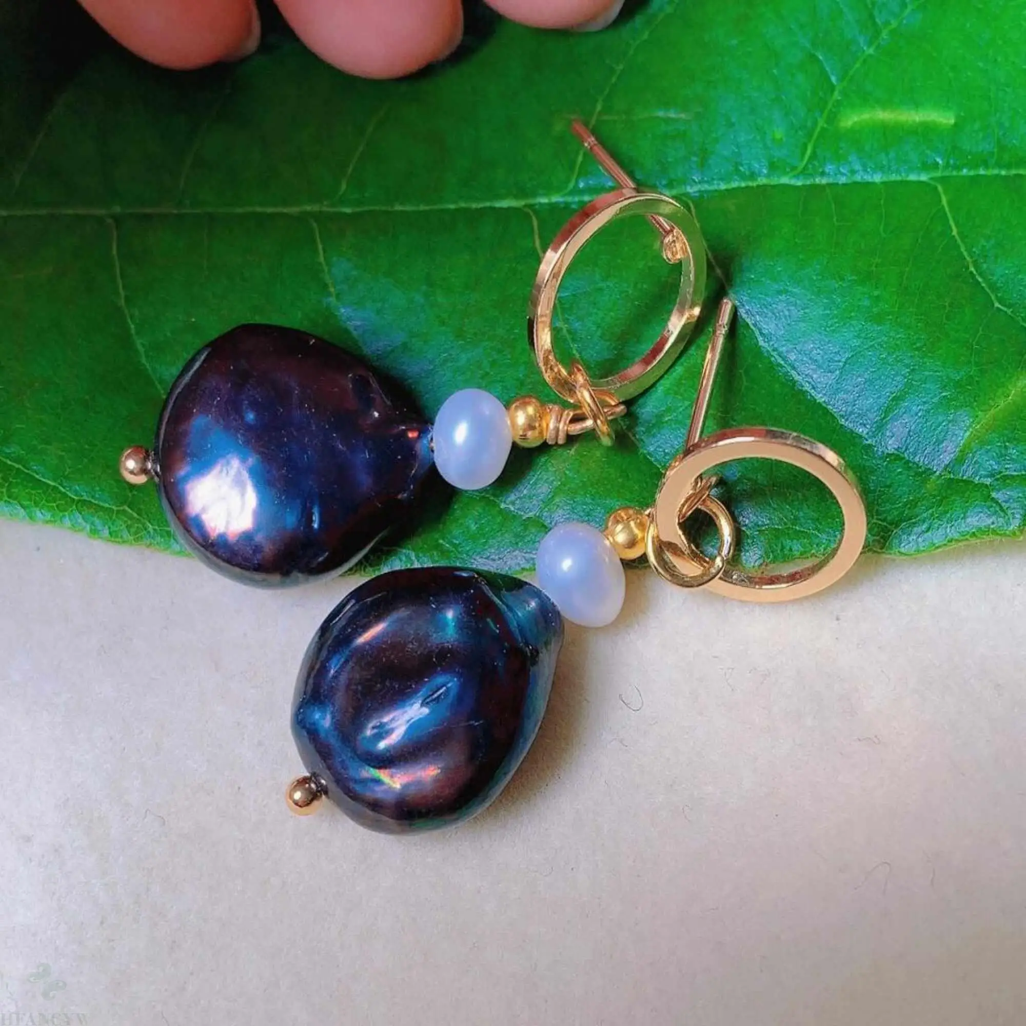 

Natural Alien Baroque Pearl eardrop 18K gold Earrings Gift New Year FOOL'S DAY Jewelry Hook Women Aquaculture Mother's Day