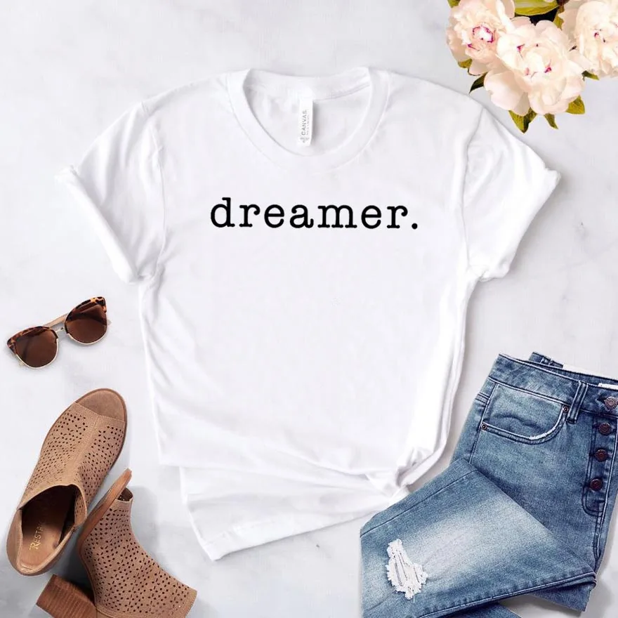 Белый Dreamer женская футболка с принтом Смешные изделия из хлопка футболка для Леди Девушка Топ Футболка хипстер Прямая поставка NA-268 - Цвет: Белый