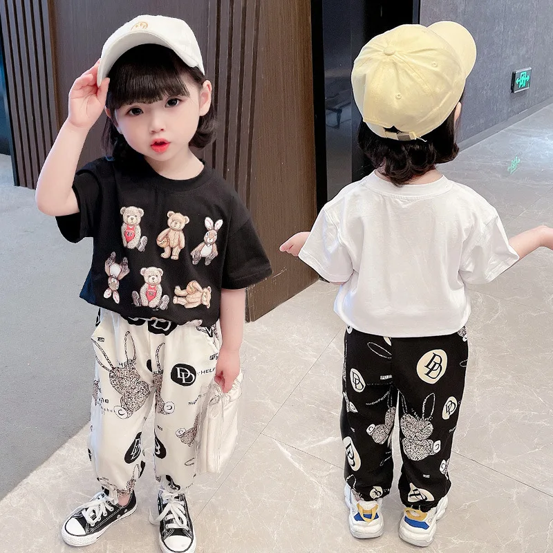 

2021 summer baby cartoon printed suit of the girls