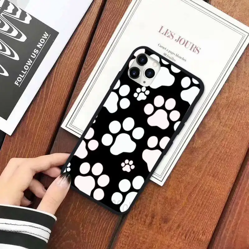 

Cat Dog Paw pattern Animal luxury Phone Case shell for iPhone 11 12 pro XS MAX 8 7 6 6S Plus X 5S SE 2020 XR