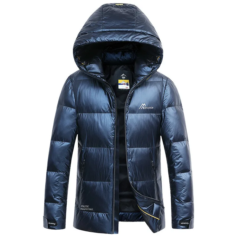 Navy blue Яркий пуховик мужской короткий зимний 90% белый пуховик на утином пуху мужской тренд для отдыха с капюшоном мужская одежда мужское пальто - Цвет: Navy blue