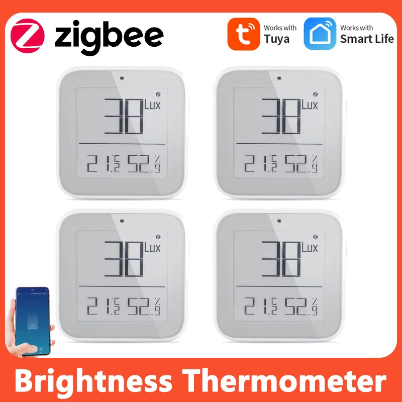 

Tuya Smart ZigBee Temperature Humidity Sensor Indoor Outdoor Brightness Thermometer Detector For Smart Life App Wireless Control