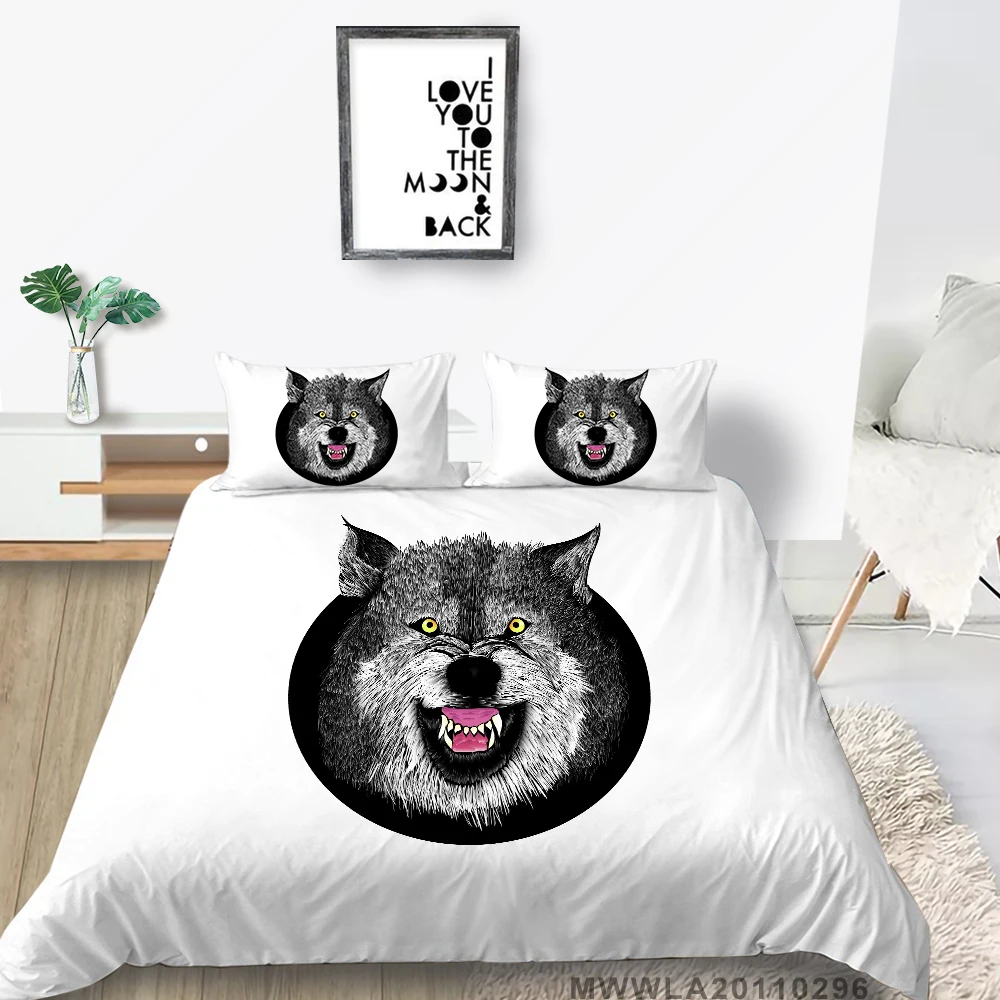

3D Custom Bedding Set Digital Wolf Printing Luxury Duvet Cover Set King Size for Boys Teen Bedclothes 2/3 Pcs Dropship
