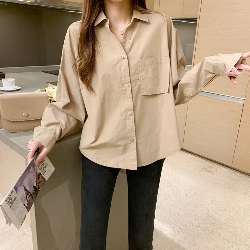 

Autumn Long Sleeve Shirts For Women Plus Size Cardigan Casual Office White Blouse Women 2021 Cotton Button Up Shirt Women 11406