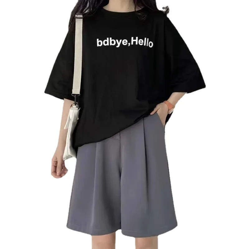 

Donsignet Shorts Women's Summer High Waist 2021 Summer Thin Loose Five-point Pants Straight A-line Casual Pants