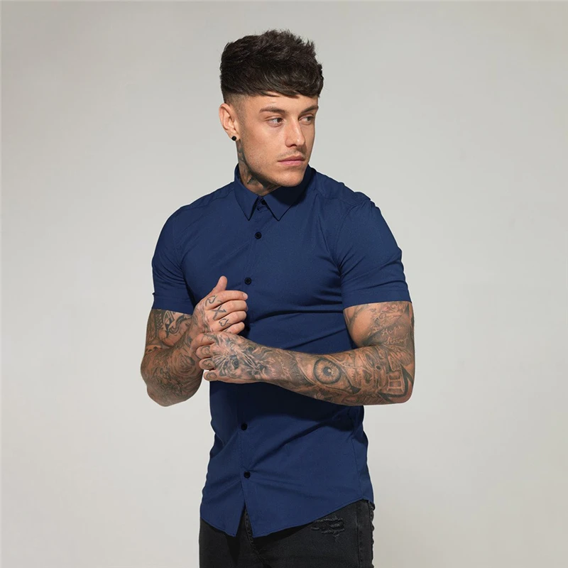 Рубашка мужская с отложным воротником повседневная спортивная дышащая одежда