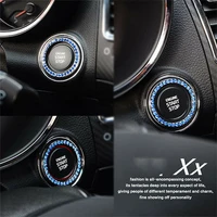 automobiles start switch button decorative blue diamond rhinestone ring auto suv car interior decorative accessories for girls