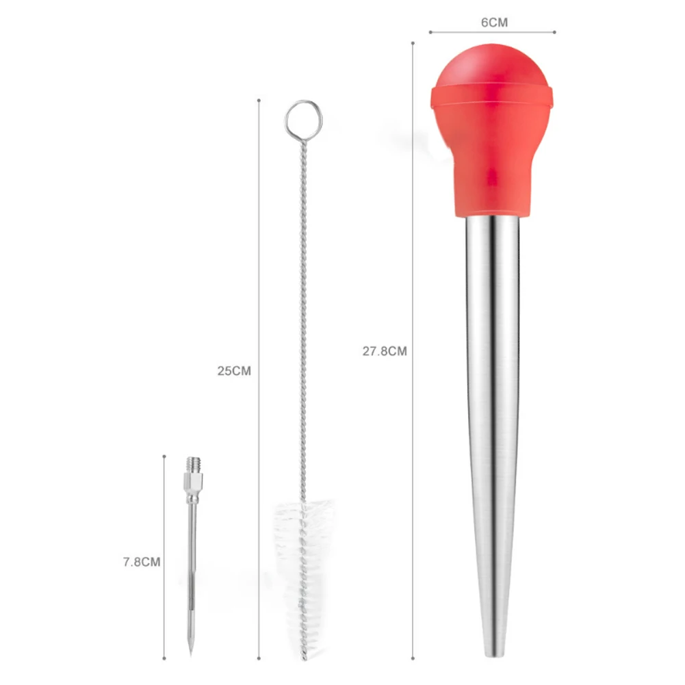 Silicone Meat Injectors Pump BBQ Syringes Marinade Injector Turkey Chicken Flavor Needle with Brush Kitchen Tools | Дом и сад