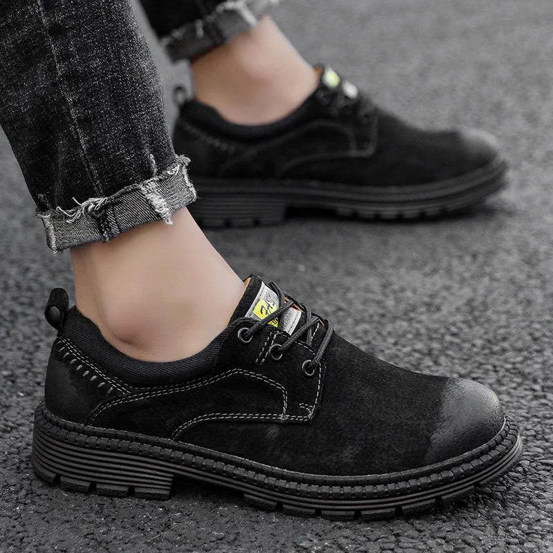 Мужские кожаные ботинки с круглым носком 45 дюймов большим новинка 2019