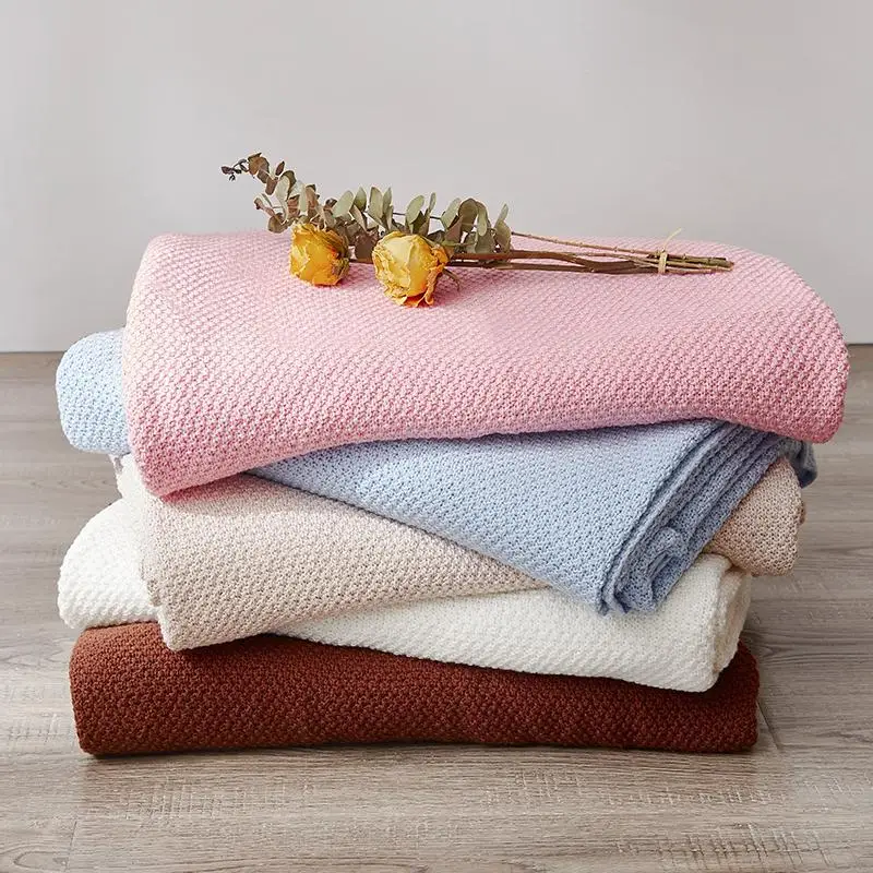 Koop Effen Kleur Zachte Deken Breien Single Layer Comfort Sofa Gooi Deken Stoel Bed Cover Voor Kind Volwassen Reizen Slaap Deken