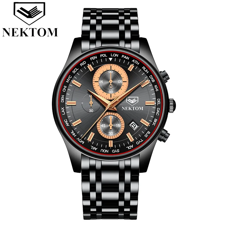 Часы мужские кварцевые с хронографом многофункциональные модные