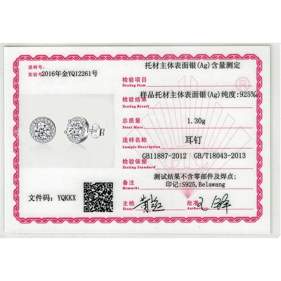 

BELAWANG Solid 925 Sterling Silver Vintage Elegance Stud Earrings for Women Wedding Party Authentic Rhinestone Jewelry Gift