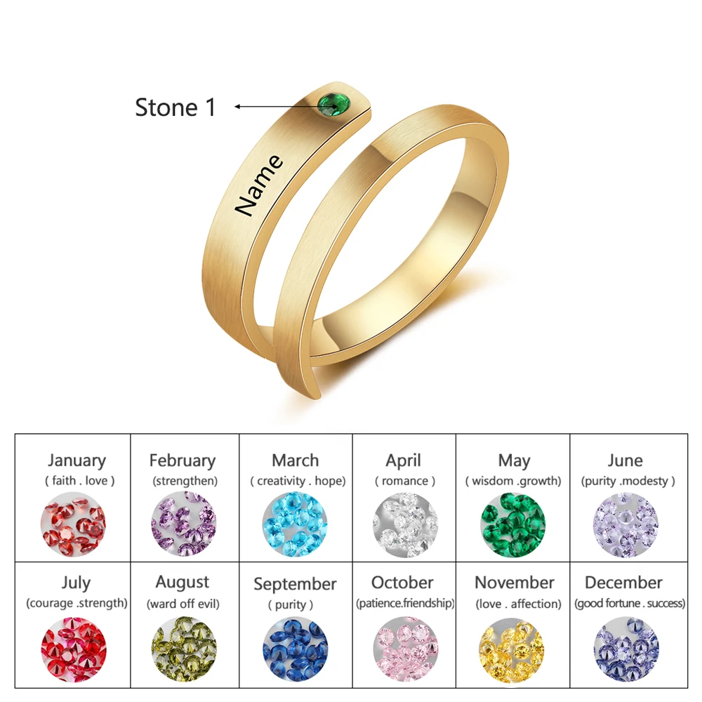 1 Name-Gold color Ювелирные изделия, персонализированные кольца для матерей, заказное имя, кольца с камнем для женщин, ювелирные изделия с гравировкой, подарки на годовщину для мамы - Цвет основного камня: 1 Name-Gold color