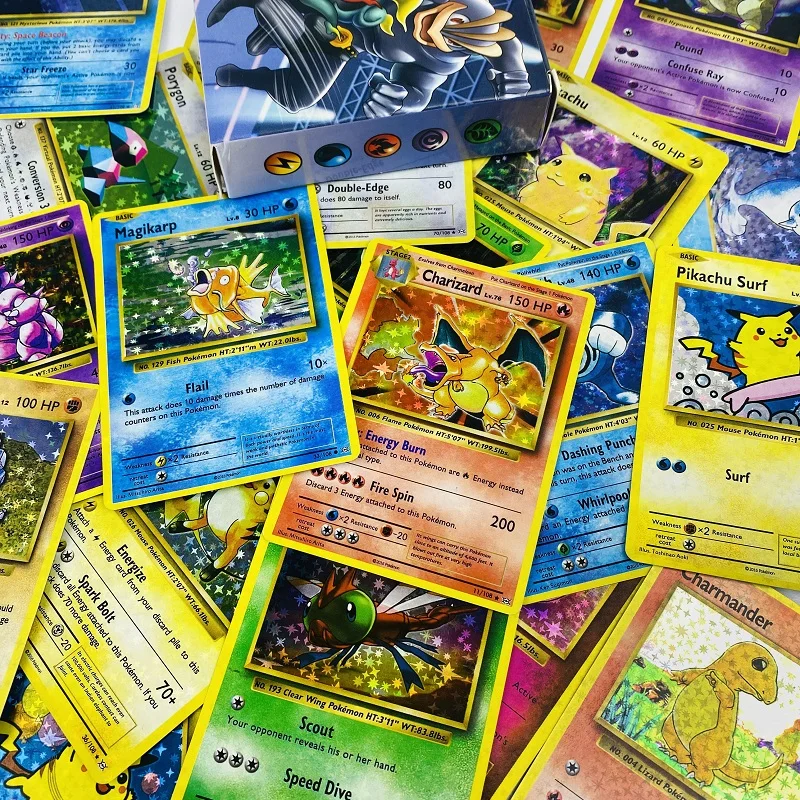 60 шт. Покемон 1996 лет флэш-карта бокс чехол Charizard Pikachu Mewtwo дисплей игра английские
