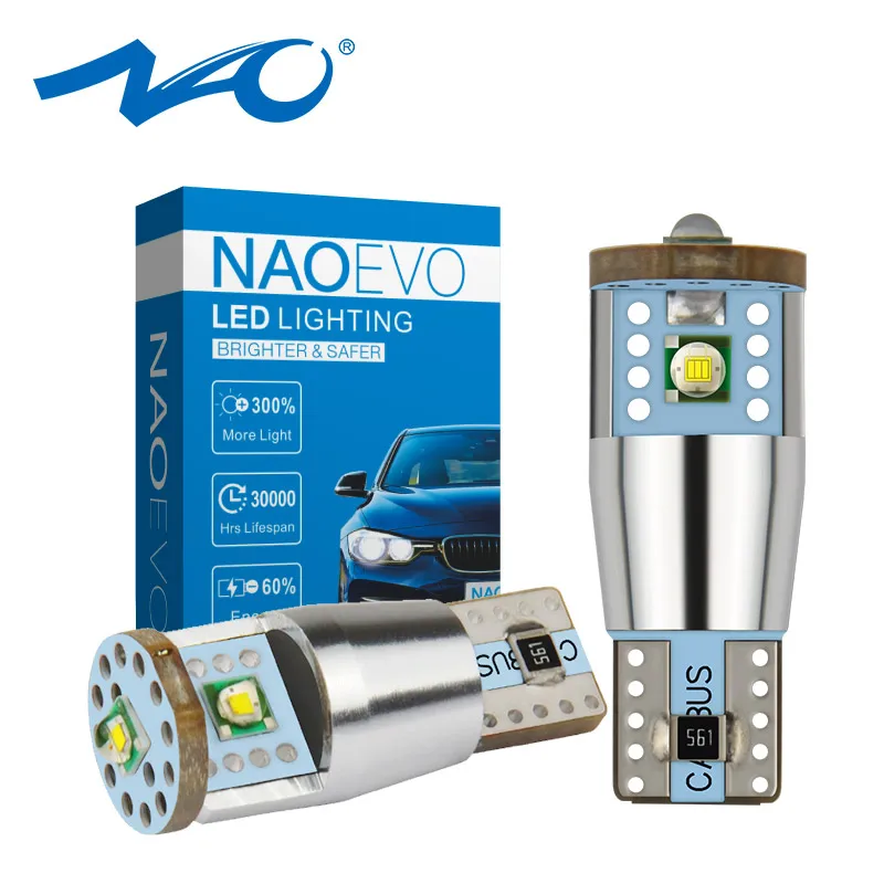 NAO 2x T10 W5W Высокая мощность Cree Chip 168 194 CANBUS без ошибок Белый светодиодный