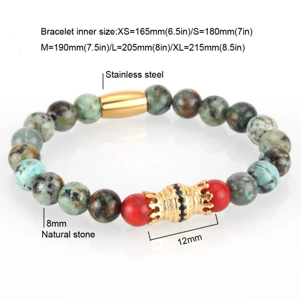Style E Mcllroy Bracelet Men Bead Sparta Crown 8mm Natural Stone Bracelet Bangle Handmade Man Jewelry Mens Bracelets erkek bileklik - Окраска металла: Style E