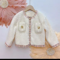 girls clothes cute baby jacket winter warm girls coat christmas princess outerwear with pearls pockets 2 7y