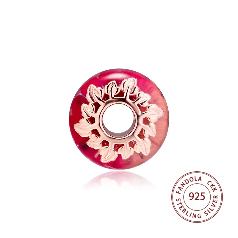 Подходит браслет в европейском стиле Argent Charm 925 пробы Серебряный Розовый муранское стекло и подвески в виде листьев бусины для изготовления ювелирных изделий kralen
