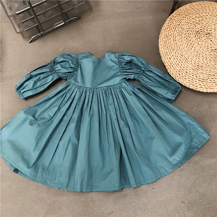 

Girls Puff Sleeve Dresses Children Autumn Princess Dresses Kids Fashion Clothing Vintage Pleated Dress Girls Party Wear Costume