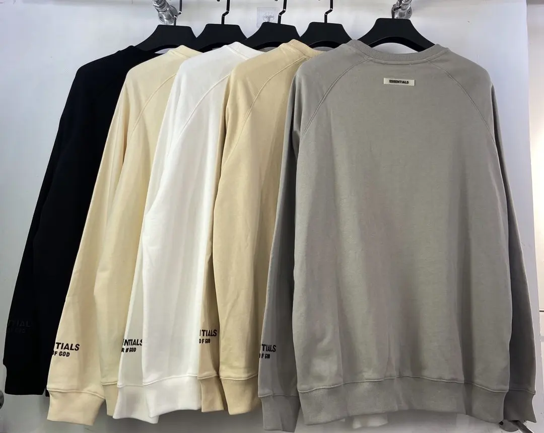 

2021 ESSENTIALS Stereoscopic Offset Print Pullover Oversized High Street FOG Crewneck Men Women Couple 100% Cotton Sweatshirt