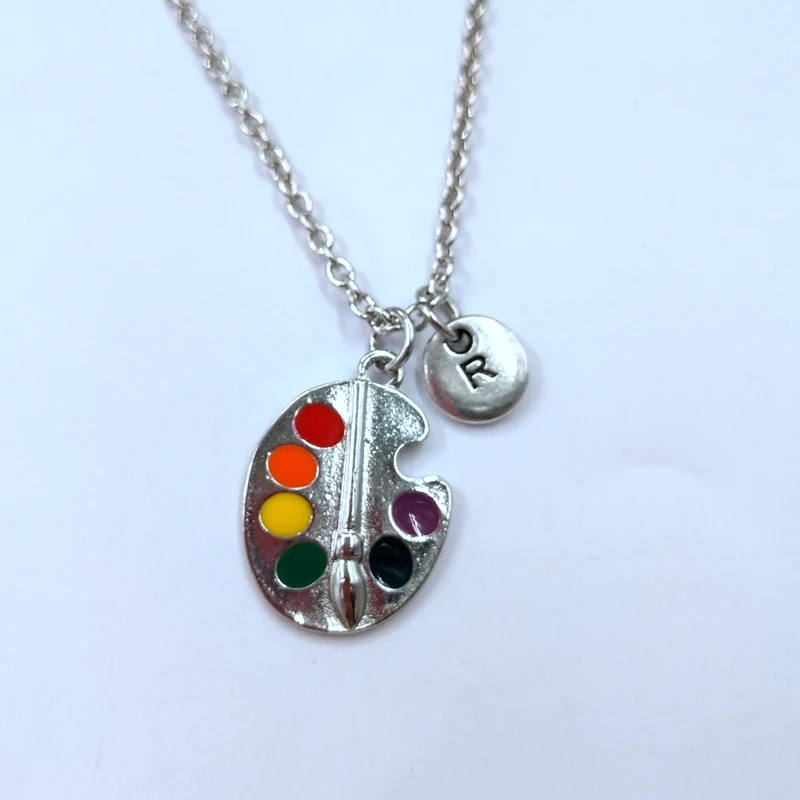 Художественная палитра ожерелье серебряная Оловянная и эпоксидная краска