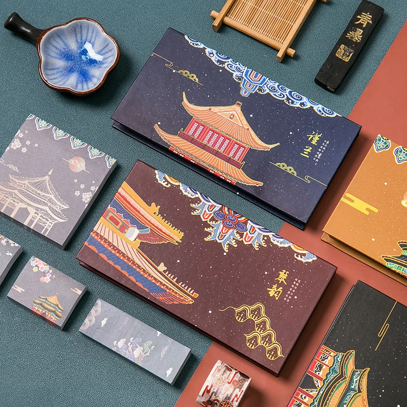 

480pcs/set Stationery Stickers Self-stick Notes Tearable Sticker Self-adhesive Note Chinese Court Style Memo Pad Bronzing Series