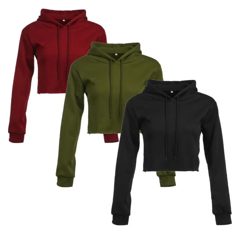 

Осенняя Сексуальная Женская Спортивная толстовка с длинным рукавом, однотонный пуловер с кошачьими ушками, укороченная Толстовка для бега,...