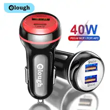 Автомобильное зарядное устройство Elough USB Type-C, быстрая зарядка QC 3,0, QC3.0, 40 Вт, быстрая зарядка для iPhone, Huawei, Xiaomi Mi, Type C, мобильный